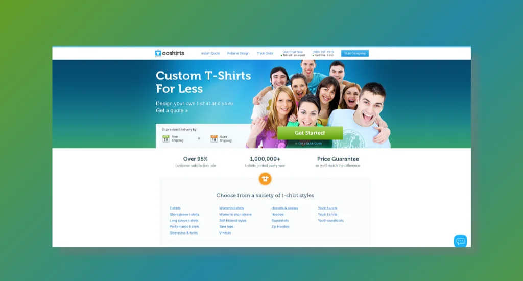 ooshirts homepage