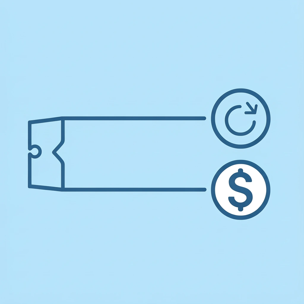 Two paths showing cotton and polyester options splitting from a single starting point, representing equal pricing choice

