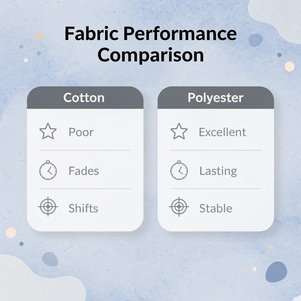 Comparison chart showing cotton vs polyester fabric performance