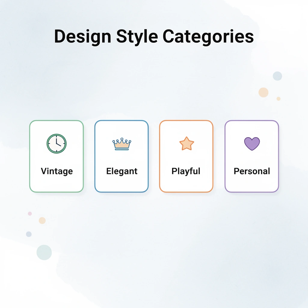 Four design style categories for 90th birthday t-shirts