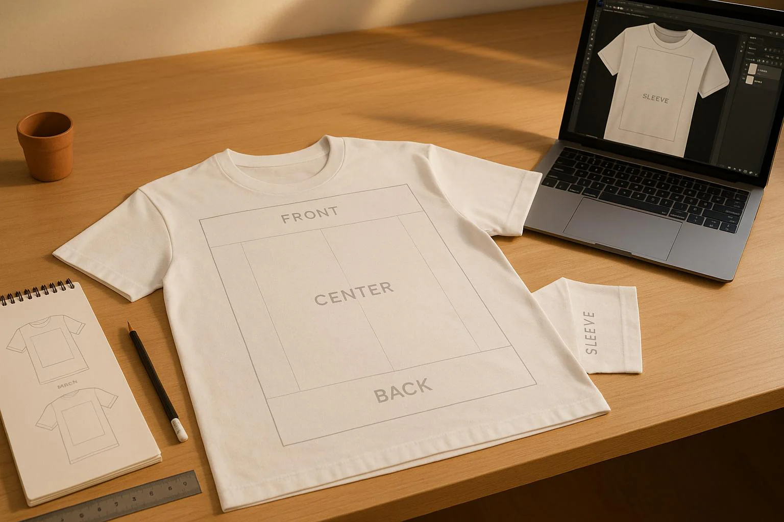 Shirt on table - T-Shirt Design Size