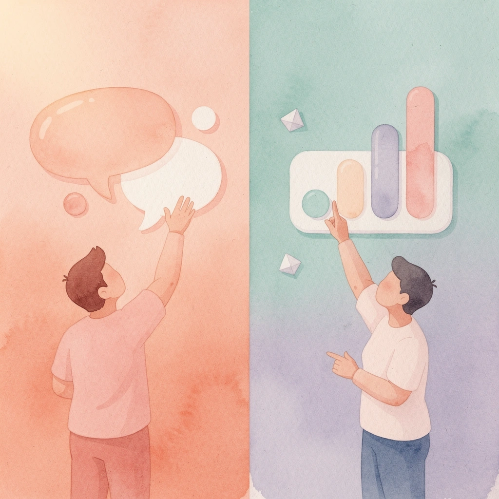 Scene illustration contrasting marketplace dependency with direct business control