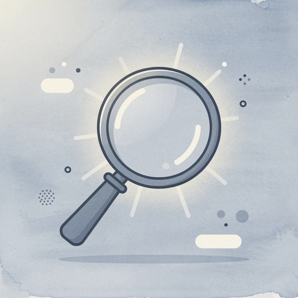 Magnifying glass icon representing quality inspection