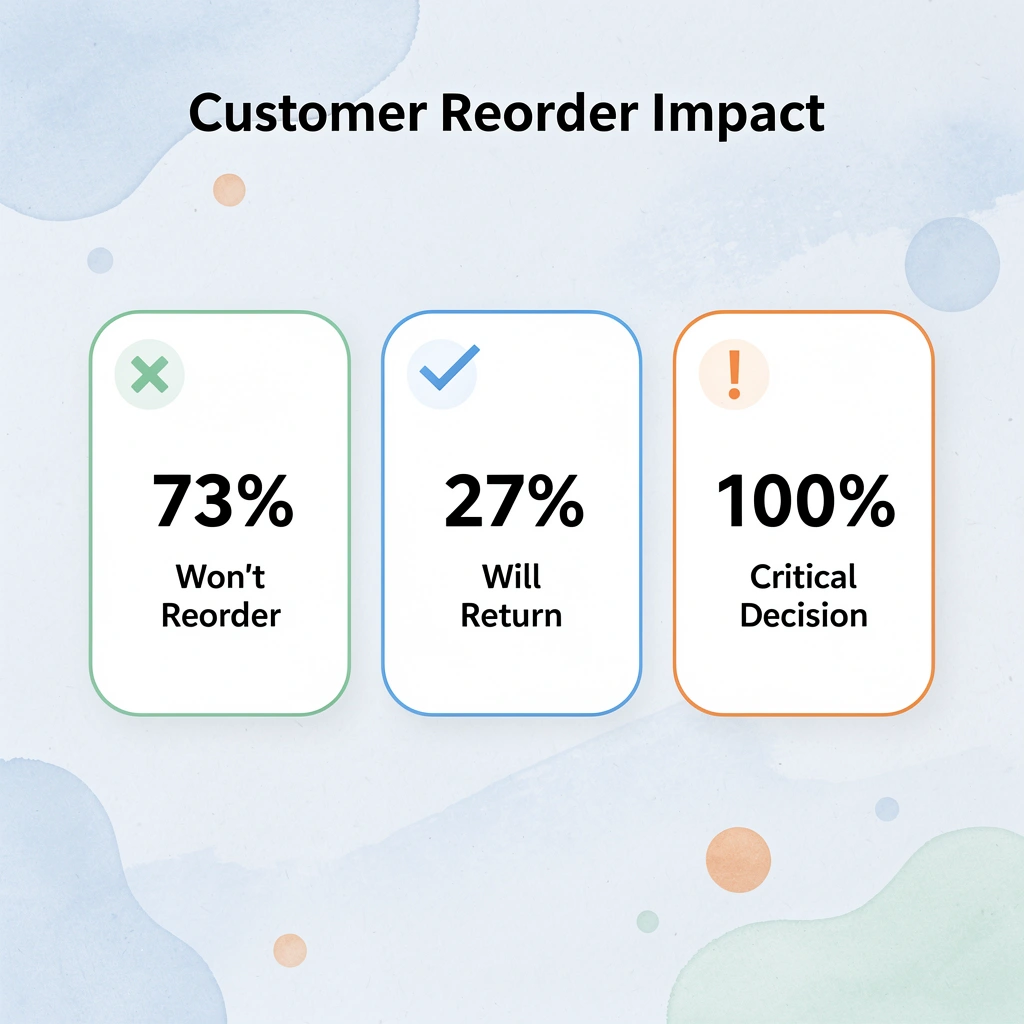 Statistics showing customer reorder impact from print quality