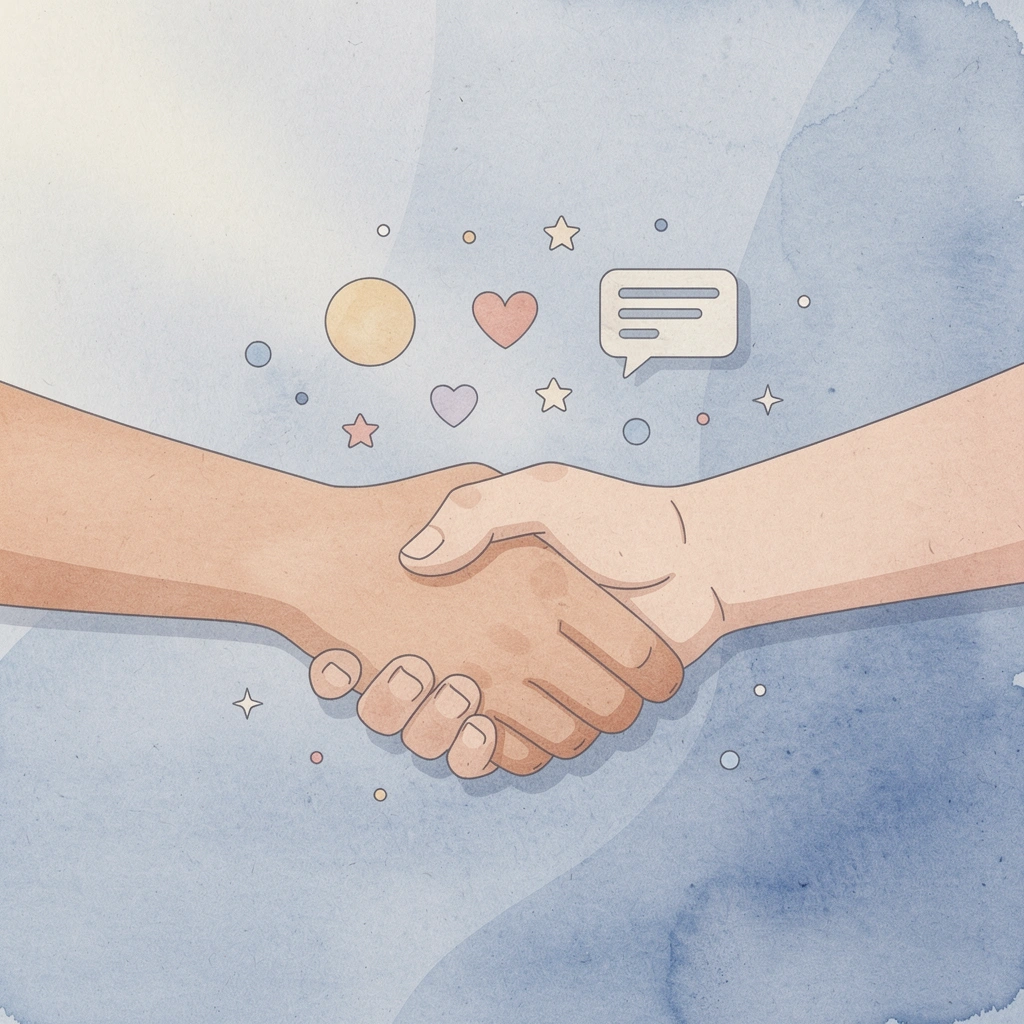 Partnership scene showing collaboration between customer and printing service