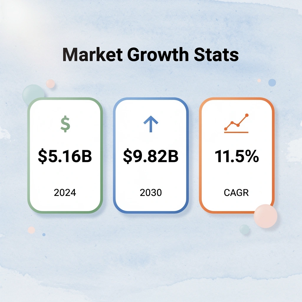 T-shirt printing market growth statistics showing 2024 value, 2030 projection, and CAGR