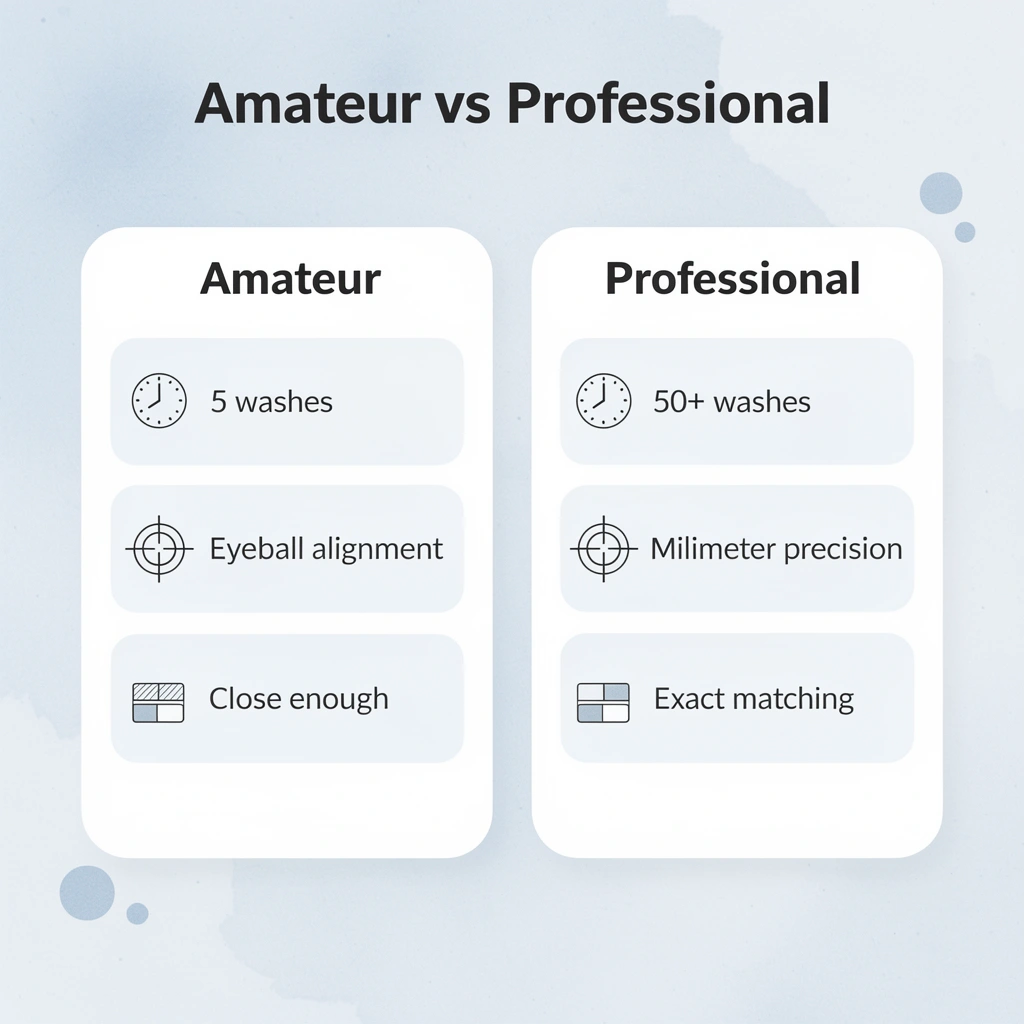 Comparison chart showing amateur versus professional t-shirt printing standards