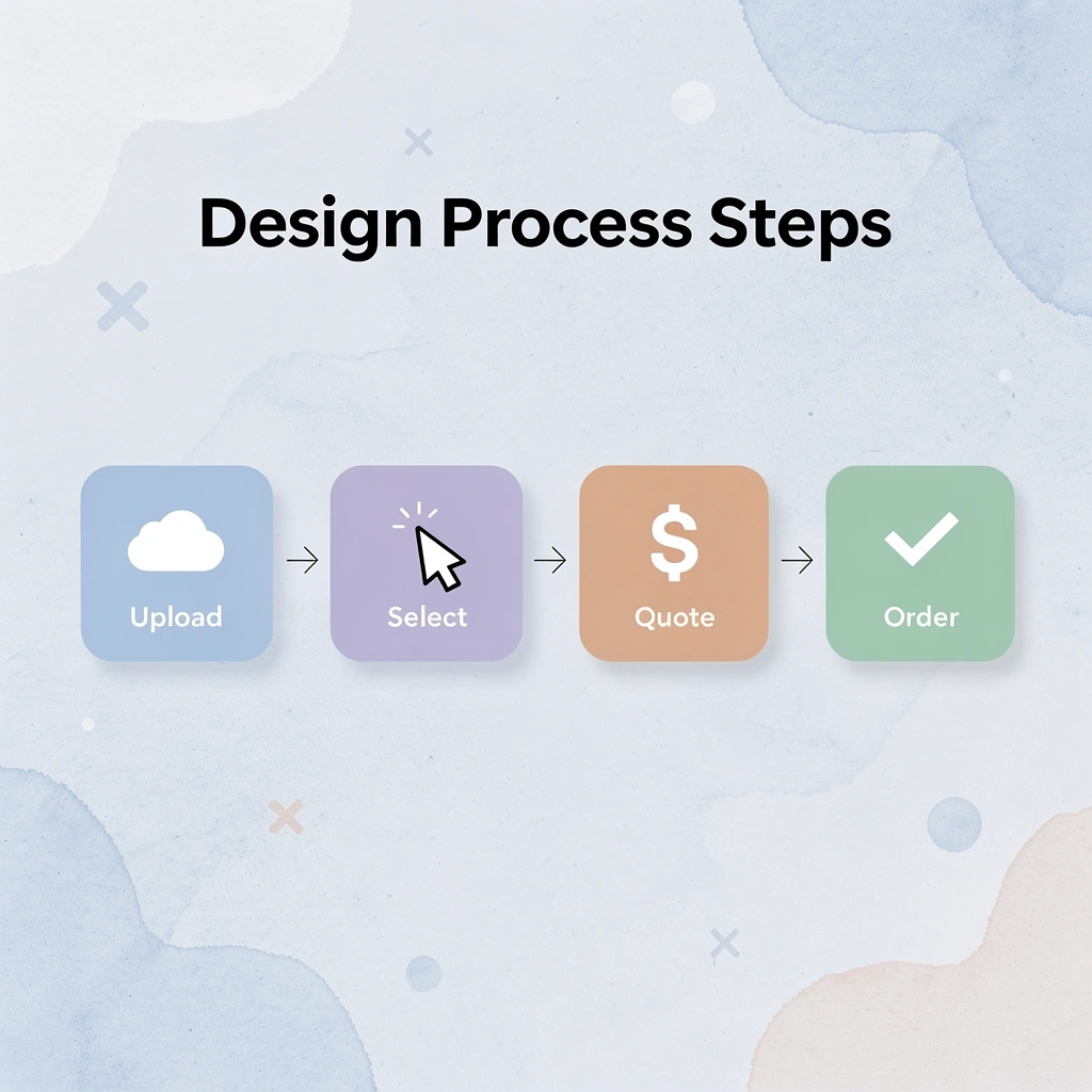 Four-step design process from upload to order