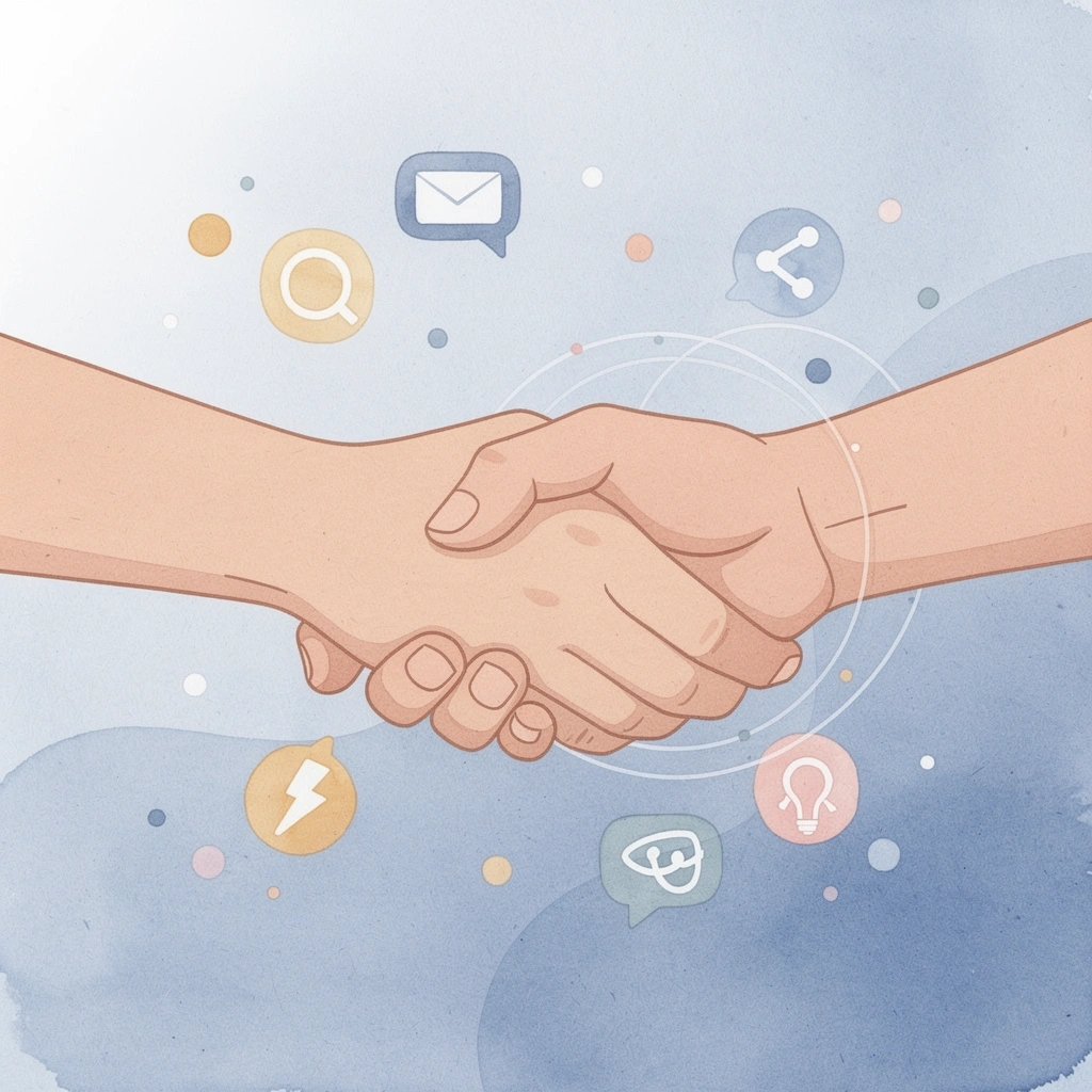 Handshake scene representing partnership between customer and printing company