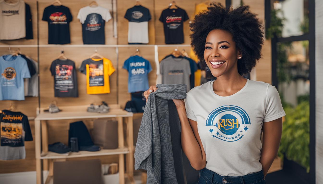 person showcasing stock - Rush Order Tees Alternatives