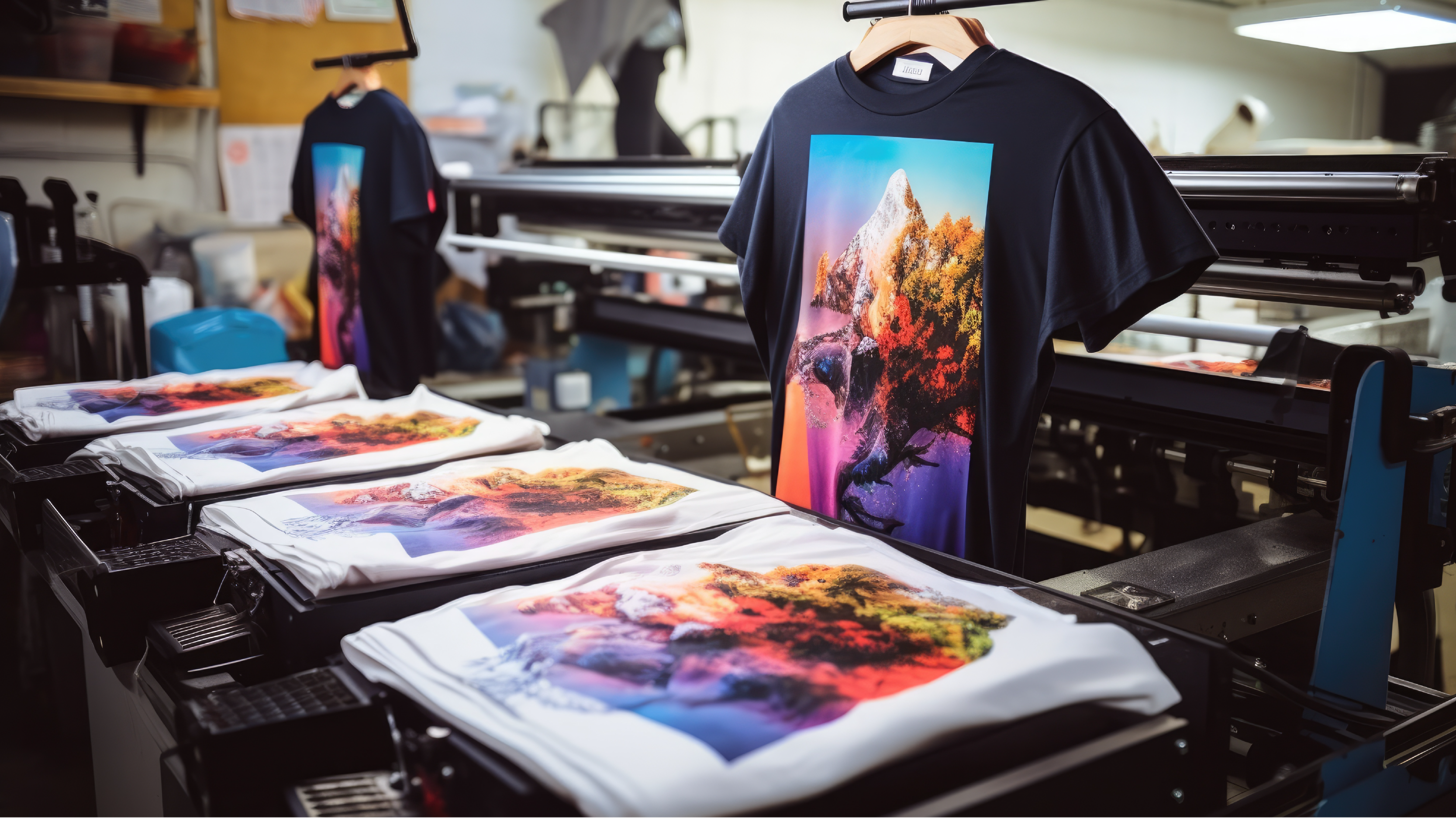 Shirts in a workshop - Simulated Process Screen Printing