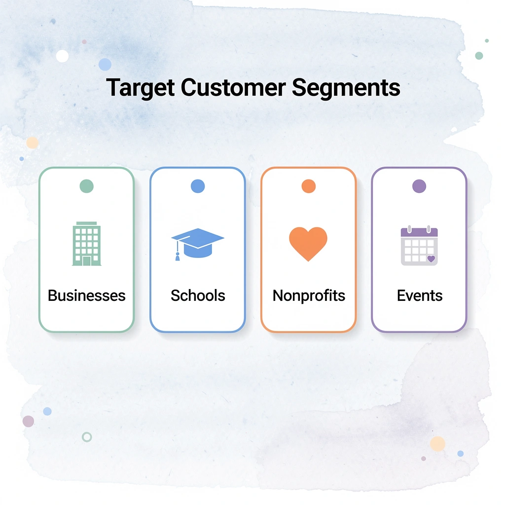 Four customer segments served by Custom Ink