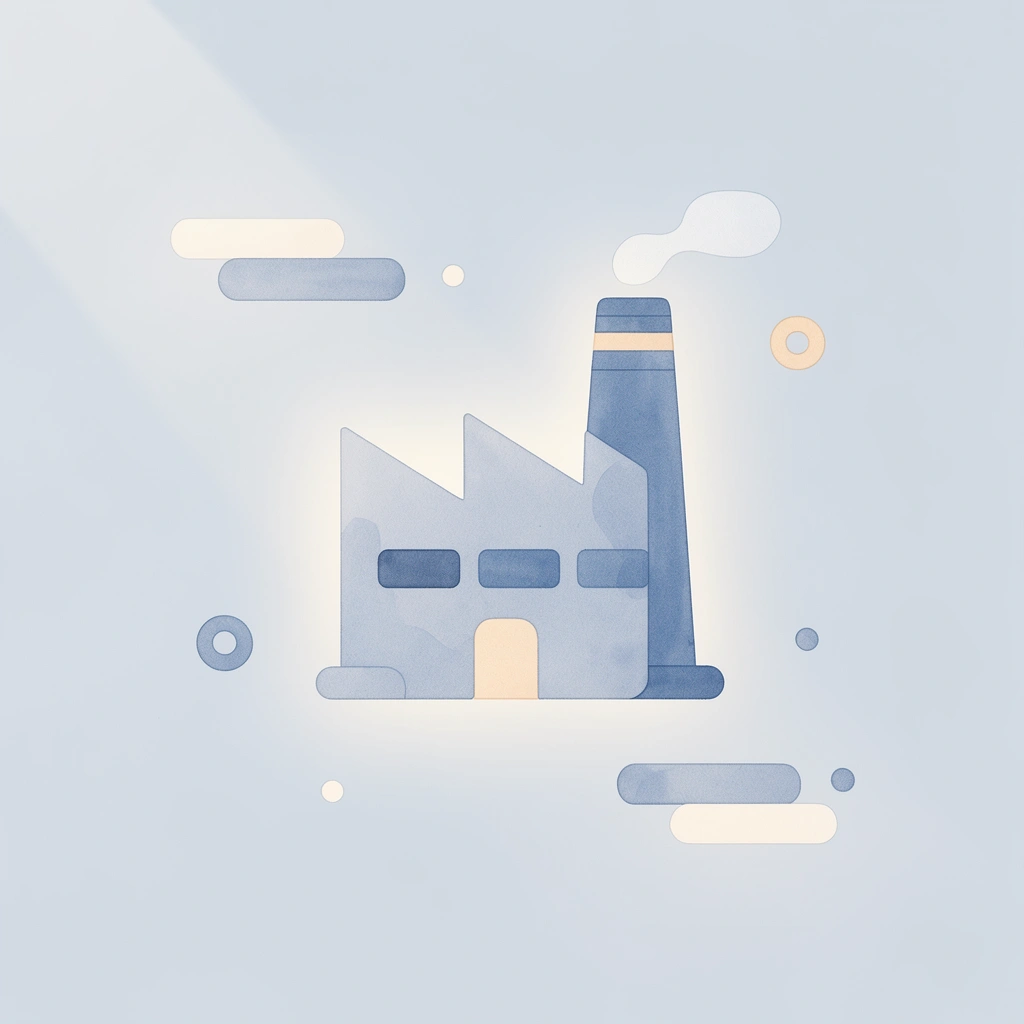 Factory icon representing an in-house production facility