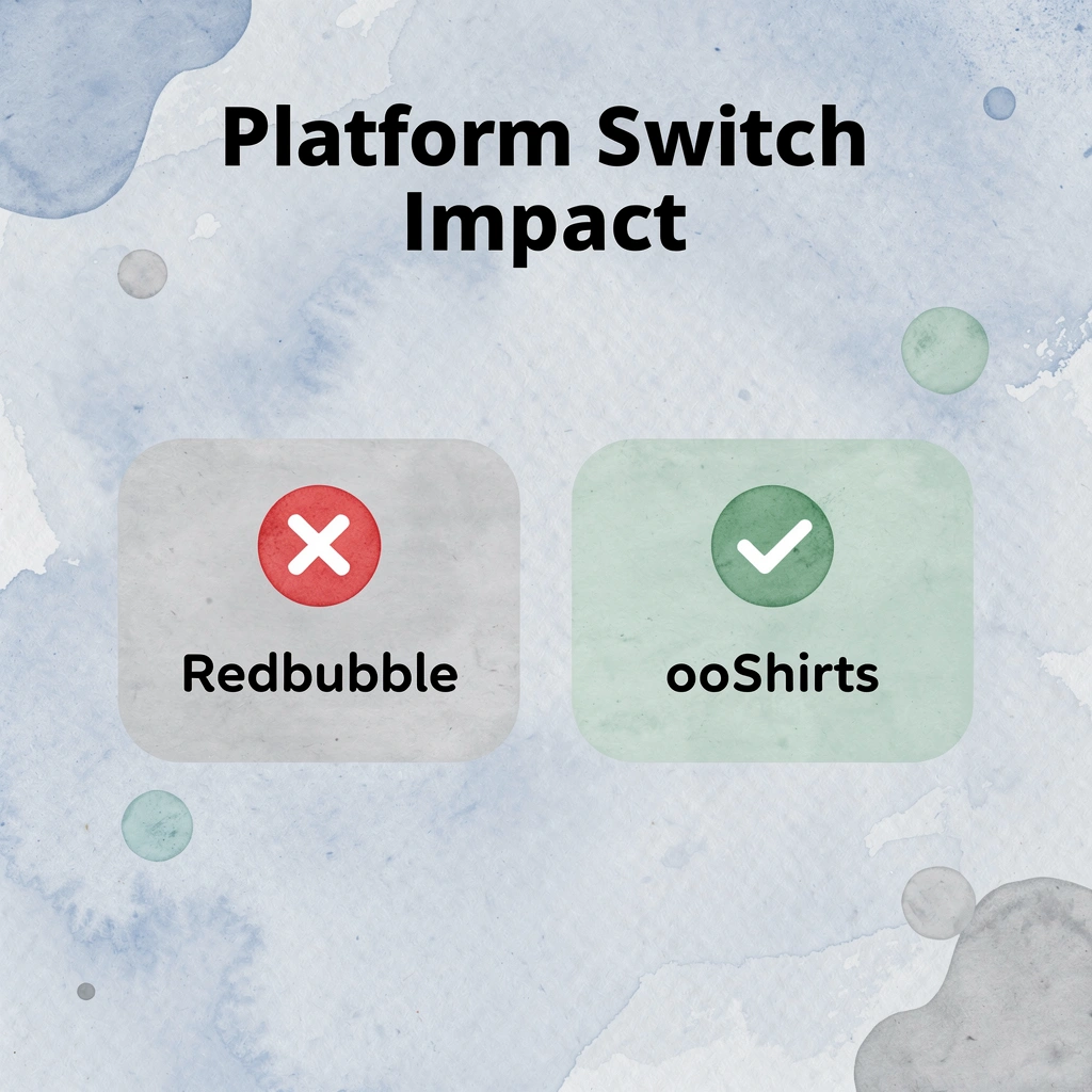 Before and after comparison of Redbubble versus ooShirts