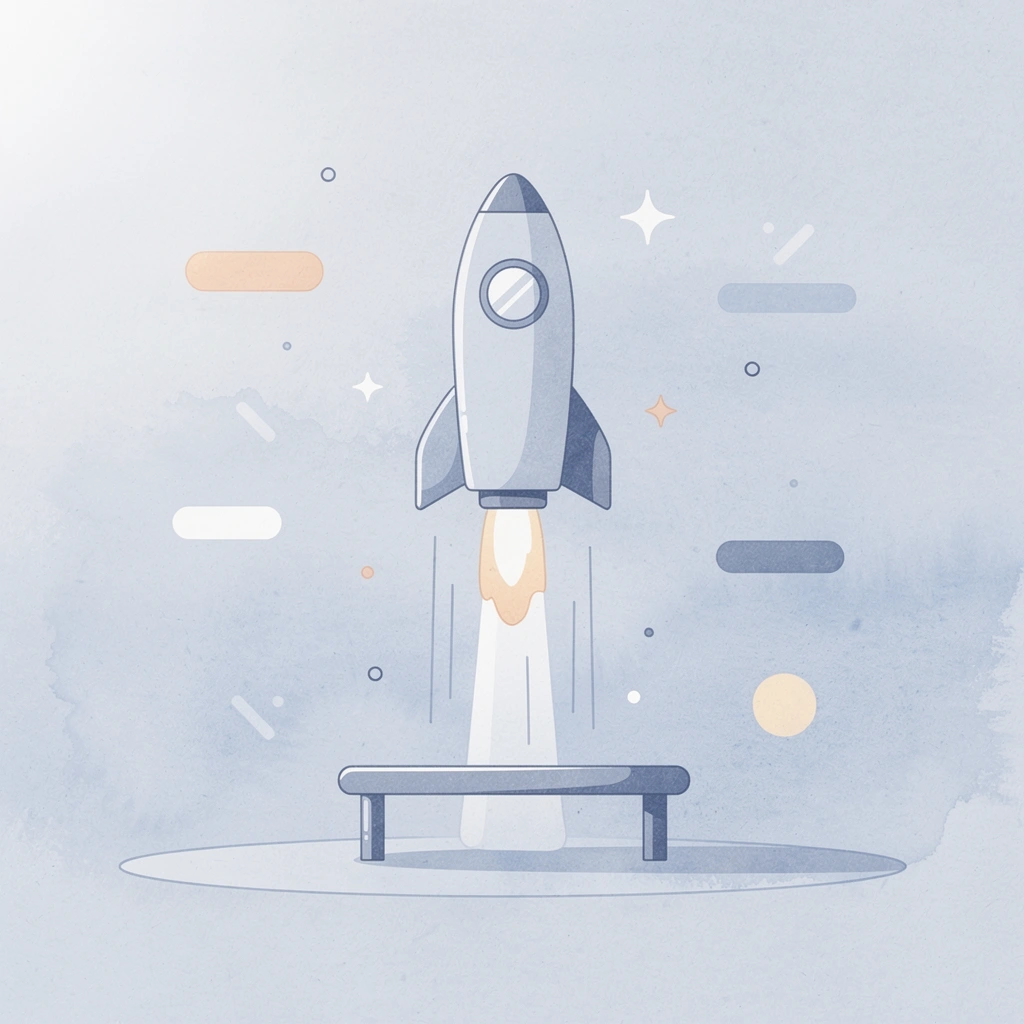 Scene illustration of a custom shirt launching upward, representing easy ordering
