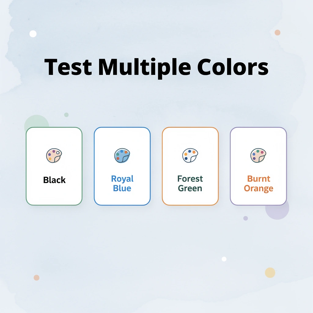 Infographic showing multiple color options for testing designs