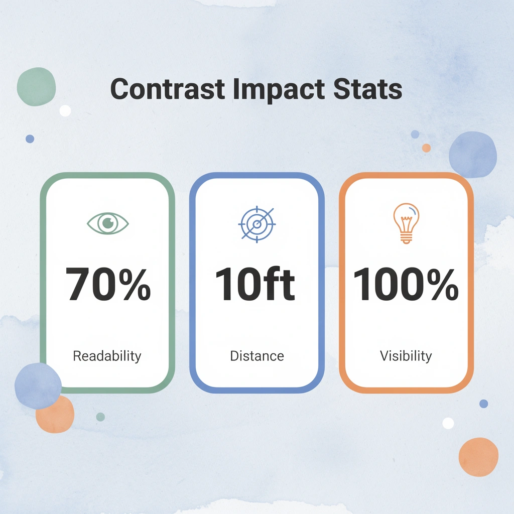 Statistics showing contrast impact on readability and visibility