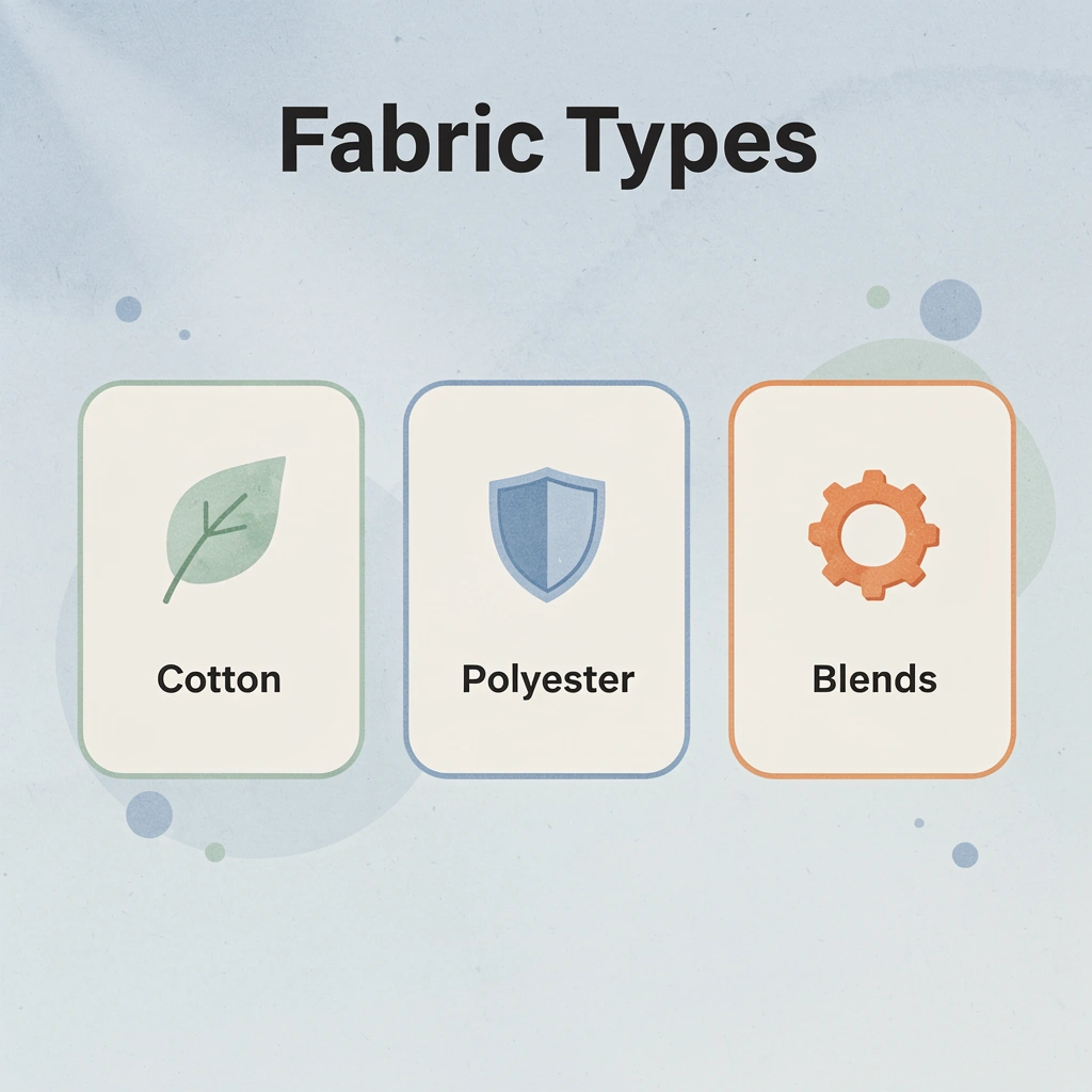 Infographic showing three fabric types with their characteristics