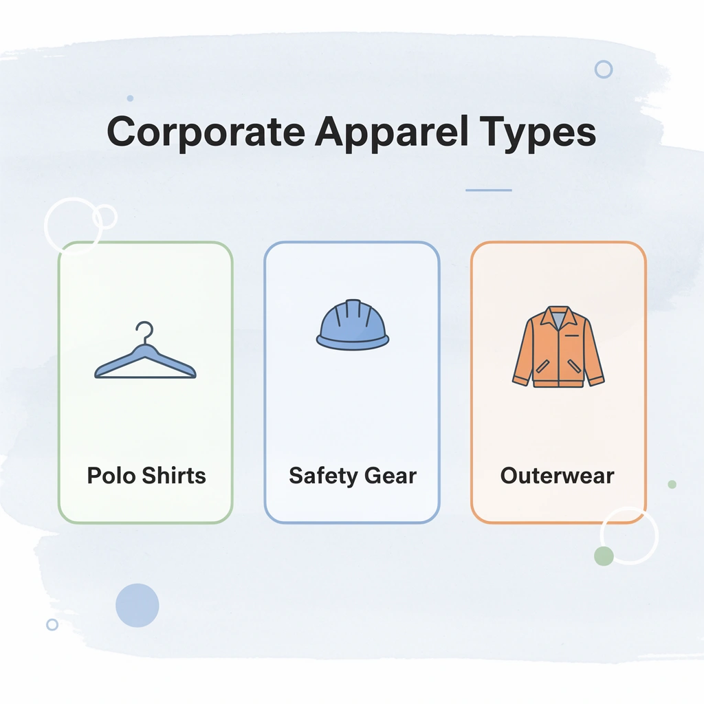 Infographic showing three types of corporate apparel