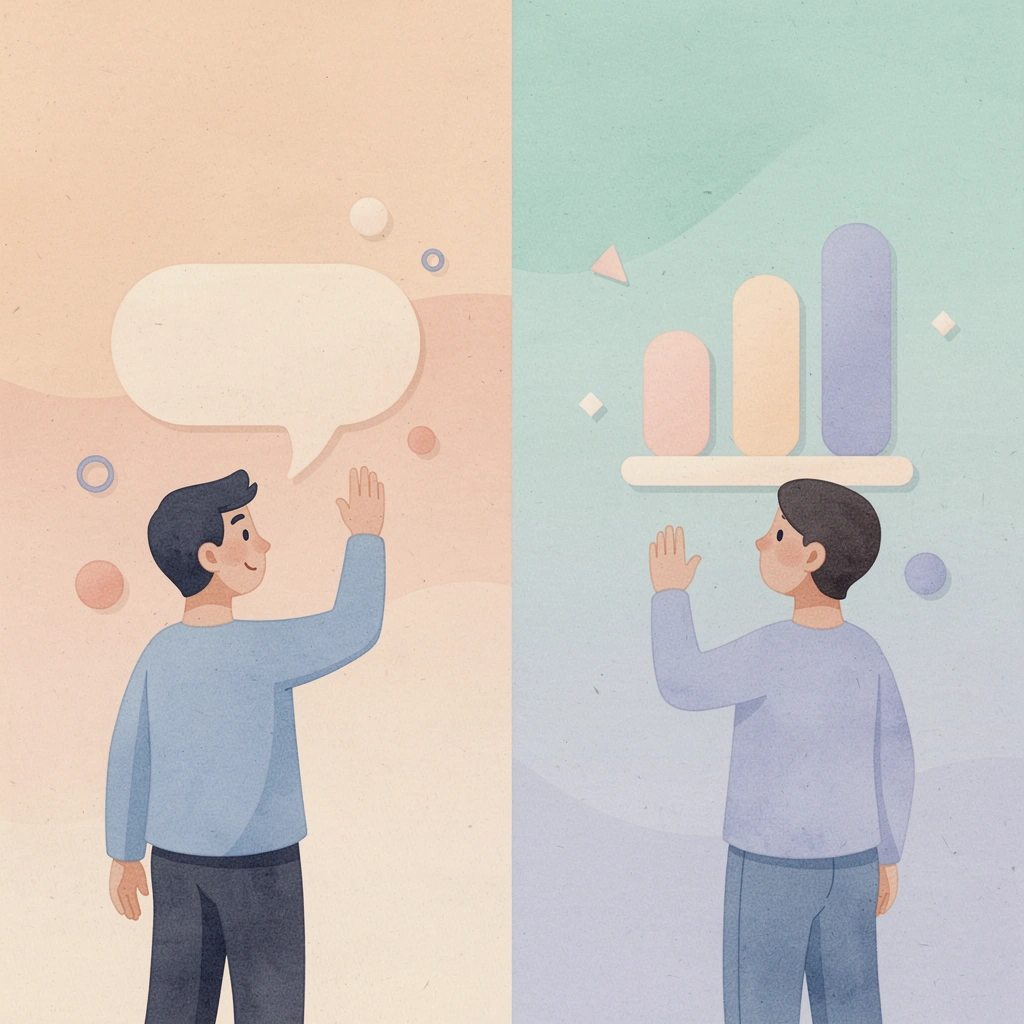 Illustration comparing complex multi-product approach versus focused specialization