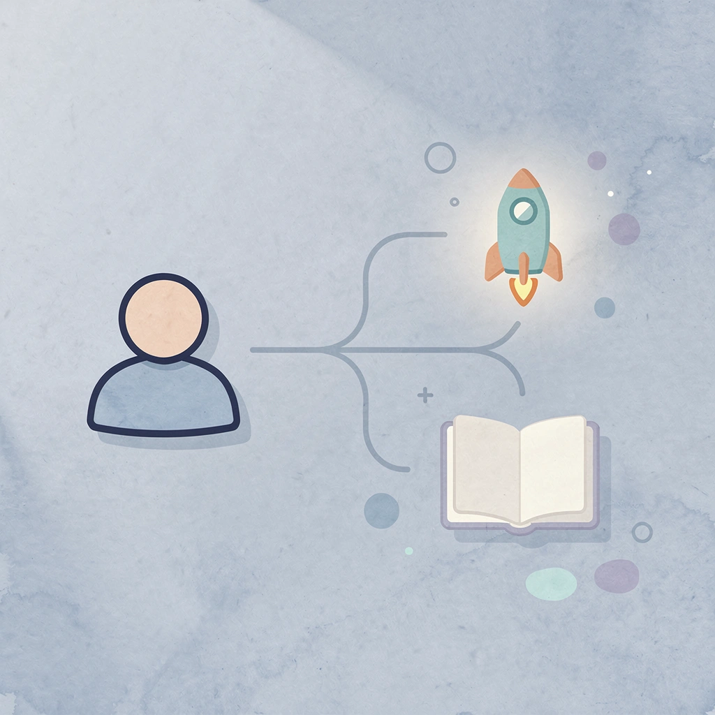 Business icon splitting into two paths representing different options when facing limitations