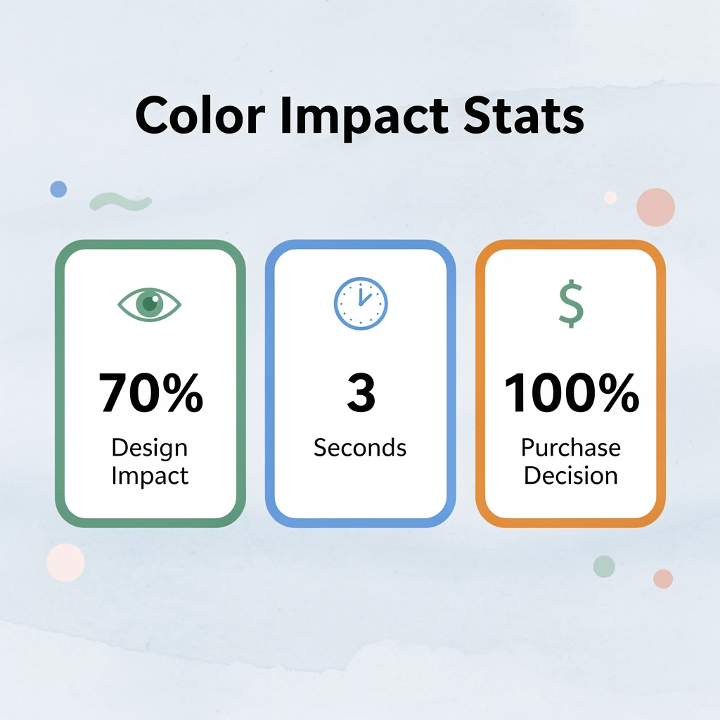 Statistics showing color impact on design and purchasing decisions