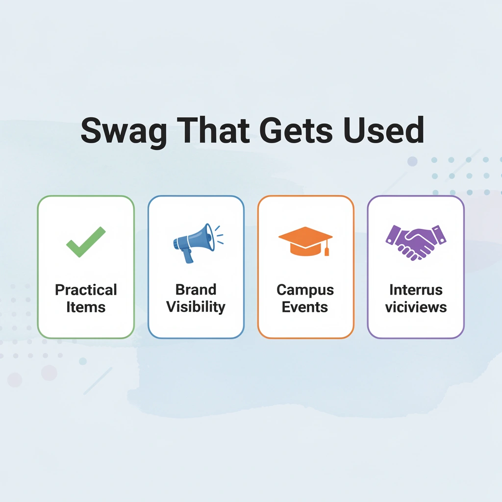 Infographic showing four pillars of effective recruiting swag