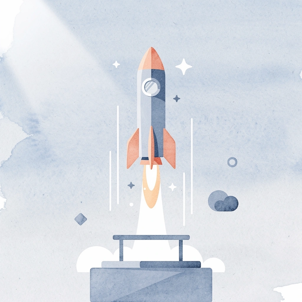 Scene illustration of a custom shirt launching upward, symbolizing merchandise becoming a memorable moment
