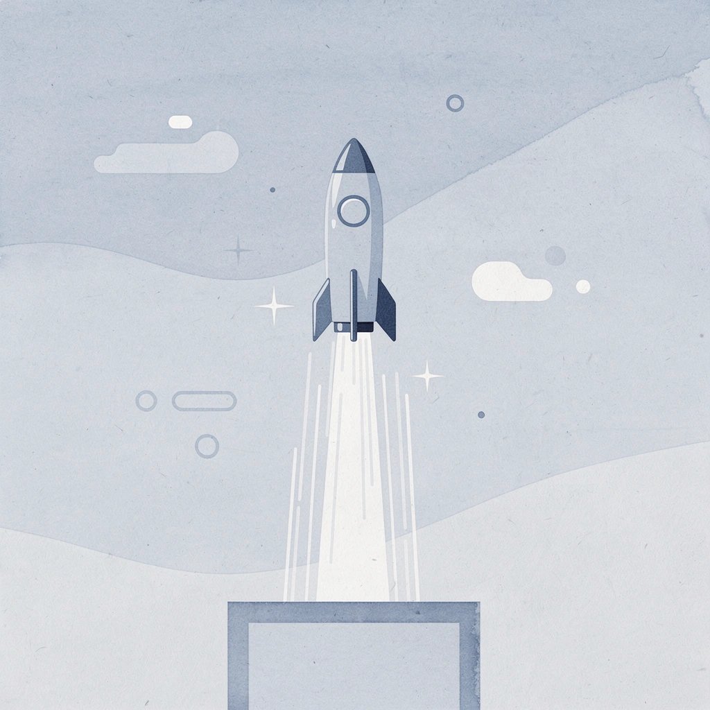 Scene illustration of a custom shirt launching upward, representing creative freedom and fulfillment
