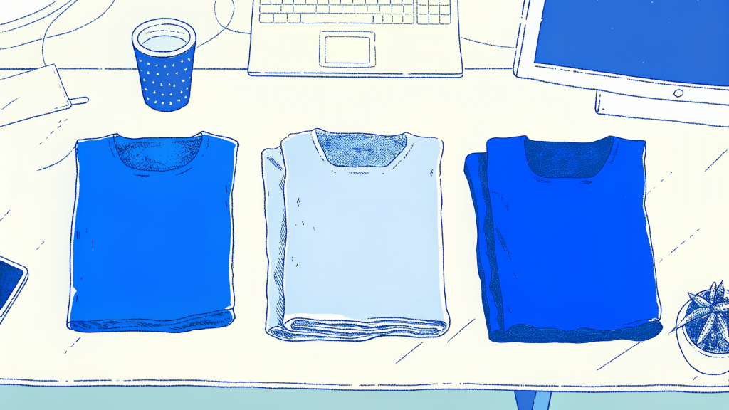 Four fabric swatches ranked by shrinkage risk from cotton to polyester on a desk